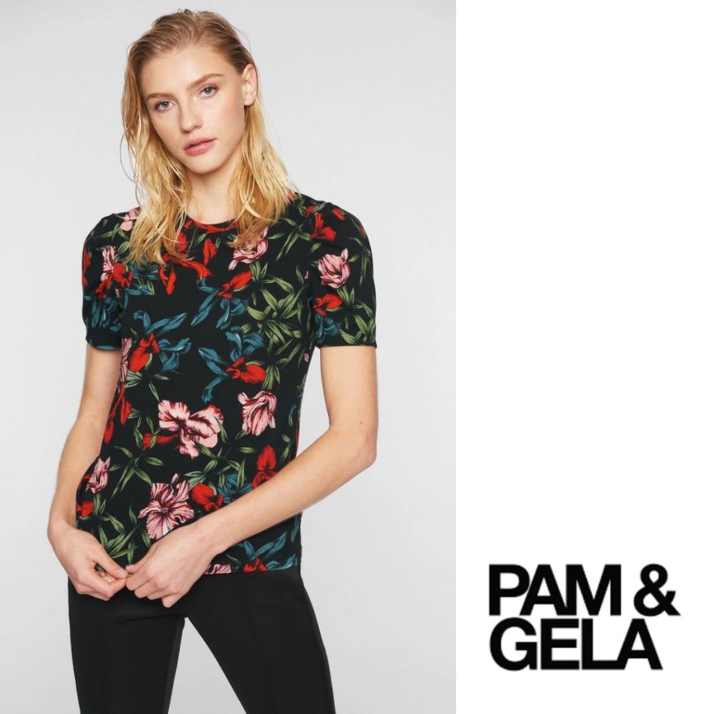Pam & Gela Bali Hai Puff Sleeve Floral Tee